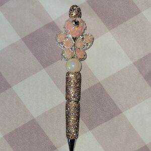 Elegant Pink, Peach and Silver Bejeweled Pen